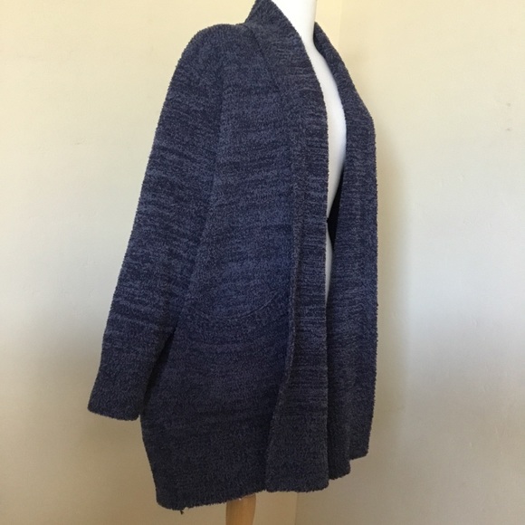 Barefoot Dreams CozyChic Cardigan Blue Open Front Size L - Picture 2 of 8